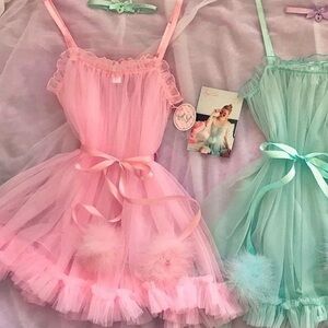 Pink sugar lace lingerie babydoll